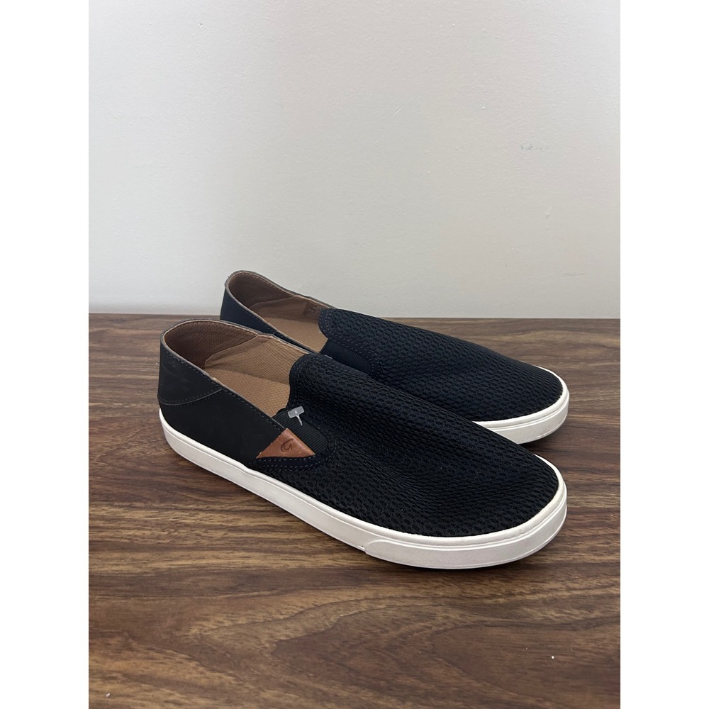 OluKai Pehuea Womens Black Mesh Slip On Sneakers Shoes 20271-4040 Size 11